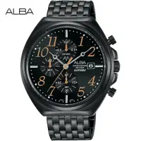 在飛比找PChome24h購物優惠-ALBA雅柏 流行指數 三眼時尚男錶(黑/42mm) VD5