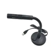 Black USB Computer Mini Microphone Stand Recording Mic For PC Desktop Laptop