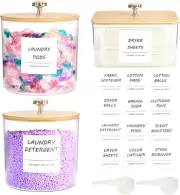 3 Pack Laundry Room Organization Storage Containers, Plastic Clear Laundry Pods