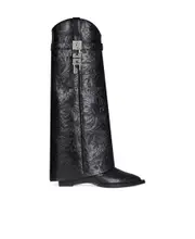 Shark Lock Cowboy boots in leather with western pattern 38,39,40,41 black