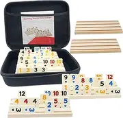 Rummy Cube Game with Case 6 Players, Rummy Cube for 6 Player with 6 Wooden Racks/Trays, 160 Tiles Rummy Cube Game Set with Portable Case, Rubicube Game with 6 Tiles Holders, Okey Game for 2-6 Players