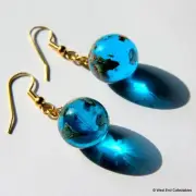 Earth Globe 15mm Glass Marble Earrings - World Graduation Gap Year Travel Gift