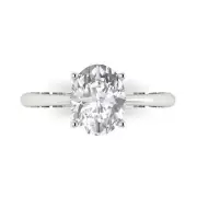 1.8 Oval Solitaire Statement Promise Engagement Bridal Ring 14k White Solid Gold