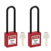 Lockout Tagout Locks 3 Inch Shackle Key Alike Safety Padlock Red 2pcs
