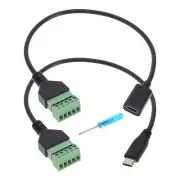2PCS USB C Terminal Block Connector Solderless Pluggable Type-C Male/Female to 5