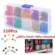 110PCS Mixed Size Mini Blade Fuse Assortment Auto Car Motorcycle SUV Fuses Kit
