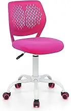 Giantex Kids Desk Chair, Adjustable Children Study Chair, Swivel Chair Armless Mesh Task Student Chair, Child Desk Chair with Adjustable Height & Lumbar Support Computer Chair (Rose)