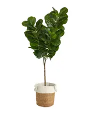 Nearly Natural 6ft Fiddle Leaf Fig Artificial Tree in Planter