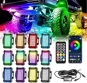 MIRUNNY LED Rock Lights for Trucks 12pods, 212-Modes, Music Mode, Adjust Brightness & Speed RGB Rock Light for Jeep Trucks ATV UTV Offroad