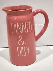 Coastal Beach Rae Dunn TANNED & TIPSY Pitcher Home Decor 9"