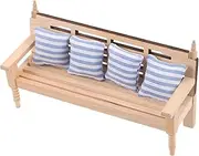 Dollhouse Sofa Set Pillows 1:12 Scale Miniature Vintage Couch for DIY Decorative Dollhouse
