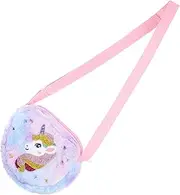 [JEWEDECO] Plush Unicorn Pattern Shoulder Bag for Cute Change Storage Pouch Crossbody Purse Stylish Unicorn Design for Various Occasions present