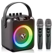 Portable Karaoke Machine with 2 Wireless Microphones for Adults & Kids,Rechar...