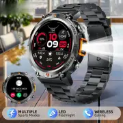 Smart Watch Men Full Touch Screen Health Monitor With Flashlight Men SmartWatch