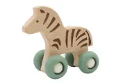 Kaper Kidz Wooden Zebra with Silicone Wheels - Animal Push Toy for Toddlers