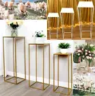Rectangle White Gold Wedding Flower Cake Stand Column Centerpiece Plinth Frame