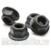 Bulk Qty 1,000 - M10 Top Lock Flange Nuts Black Phosphate & Oil Metric DIN 6927