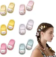 Cute Mini Slipper Small Hair Clips Set 12 Pcs 6 Colors Cute Puppy No Crease Barrettes Matching Hairpins Kawaii Colorful Alligator Clips for Women Styling Accessories Gifts