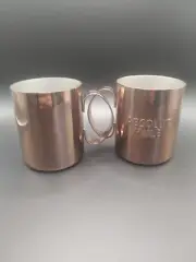 Set of 2 Absolut Mule Copper Plated Moscow Mule Mugs with Rustic Handles 12 oz