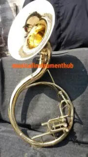 TUBA SOUSAPHONE 22 " BELL IN GOLD POLISH MADE OF PURE BRASS + CASE + FREE SHIP
