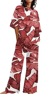 [Generic] Teen Pajamas for Girls 2 Cotton Linen Set Oversized T Shirts Straight Leg Pant Plus Size Tracksuit Cute Girl Slippers