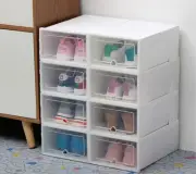 Set 6 Stackable Shoe Box storage Organizer Foldable Closet Clear Display Case