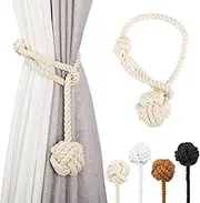 Baeymonkay Curtain Tiebacks 2 Pack, Curtain Ties, Curtain Holders for Wall Drapes, Curtain Holdbacks, Curtain Tie Backs for Curtains Pull Backs, Drapery Tiebacks, Outdoor Beige Curtain Rope Tiebacks