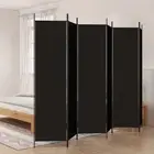 6-Panel Room Divider Folding Wall Privacy Screen StandBlack 300x200cm Fabric