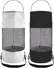 2 Pack Boat Trash Bags - Marine Waste Storage, Waterproof Hanging Trash Can for Kayak, Pontoon, Yacht | Collapsible Mesh Trash Bag, Reusable & Easy to Clean, Portable for Fishing, Camping, Sandbar