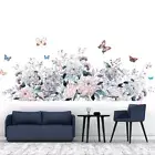 Floral Wall Decal, Flowers and Butterflies Wall Sticker Removable Wall Decal