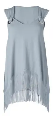 NWT Venus Grey Lose Fit Asymmetrical Fringed Top Blouse sz MEDIUM