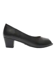 [Wide Steps] Hilary Heeled Shoes in Black Leather
