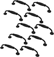 NUZAMAS Set of 10 Matt Black Cabinet Door Handles and Pulls, Furniture Drawer Handles, Zinc Alloy, 115mm Long, Kitchen Cabinet Wardrobe Knobs Bars, Center to Center 96mm