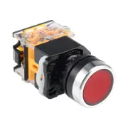 Latching Push Button Switch DPST 1 NO 1 NC Round Flat Red / 22mm / 1 Pcs