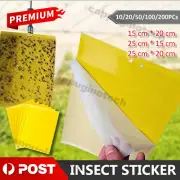 Up 200 pcs Yellow Sticky papers Insect Trap Catcher Killer Fly Aphids Wasp AU