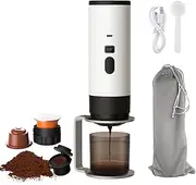 Portable Espresso Machine,USB Rechargeable Cordless Small Travel Coffee Maker,20Bar Self Heating Espresso Coffee Machine,Compatible With NS Capsules & Ground Coffee for Car, Camping, Hiking, Office