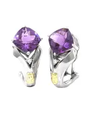 Silver 4.83 ct. tw. Diamond & Blue Topaz Earrings
