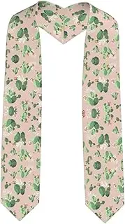[SKKNT] Cactus Pattern Print Graduation Shawl Stole For Academic Commencements Honor Sash Congratulations Gift, Sharp Corner, One Size