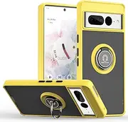 Compatible with Google Pixel 6 Pro Bracket Phone Case,Compatible with Google Pixel 6 Pro [Car Mount Magnetic Stand] [PC+TPU] Anti-Drop Yellow
