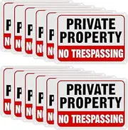 LEIFIDE 12 Pcs No Trespassing Signs Private Property Metal Reflective Aluminum No Trespassing Weatherproof Warning Signs for Property Security Outdoor Yard Home, 7 x 10 Inch(Red, Black, White)