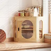 TQVAI Bread Box for Kitchen Countertop Large Corner Bread Loaf Storage Container Double Layer Wooden Bread Boxes Bin Farmhouse Pantry Shelf with Acrylic Window, Original