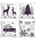 Pack Of 4 CaliTime Christmas Throw Pillow Covers Cozy Fleece 18" X 18"