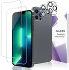 [2+2 Pack] Glass Screen Protector for iPhone 13 Pro + Camera Lens, Case Friendly