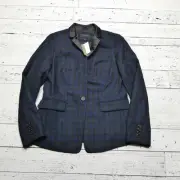 J Crew Regent Blazer Womens 4 Black Watch Plaid Wool Tuxedo Jacket Navy Green