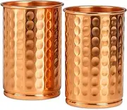 HEALTHANDWEALTH Pure Copper Tumbler Cups -300mL Derby Cups Without A Handle for Mint Juleps, Cocktails, Your Favorite Beverage - Keeps Drinks Colder, Longer