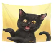 Kittens for Children Happy Little Black Cat Tapestry