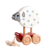 Wooden Sheep Pull toy painted