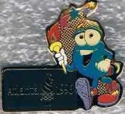 Nice Cute 1996 Atlanta Izzy with Torch Olympic Mascot Games Mark Pin