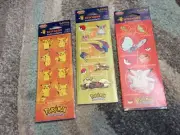 Vintage Stickers Pokemon Pikachu 3 package Sealed NIP Nintendo 1999 Sticker Time