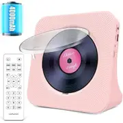 Portable Bluetooth CD Player,4000mAh Rechargeable Kpop Music Player,Remote Control,LCD Display,Sleep Timer,Headphone Jack (Pink)